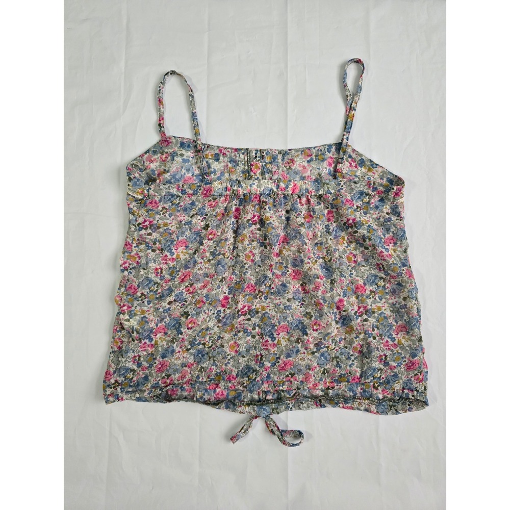 Garage Floral Cami Top Blue Pink Wildflower Lace Trim Button Front Small - Picture 9 of 14